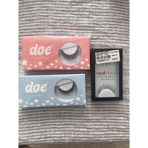Set of 3 False Eyelashes Lashes Doe Beauty and Cherry Lashes